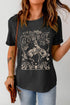 Black Cowboy 78 Letter Graphic Print Crew Neck T Shirt